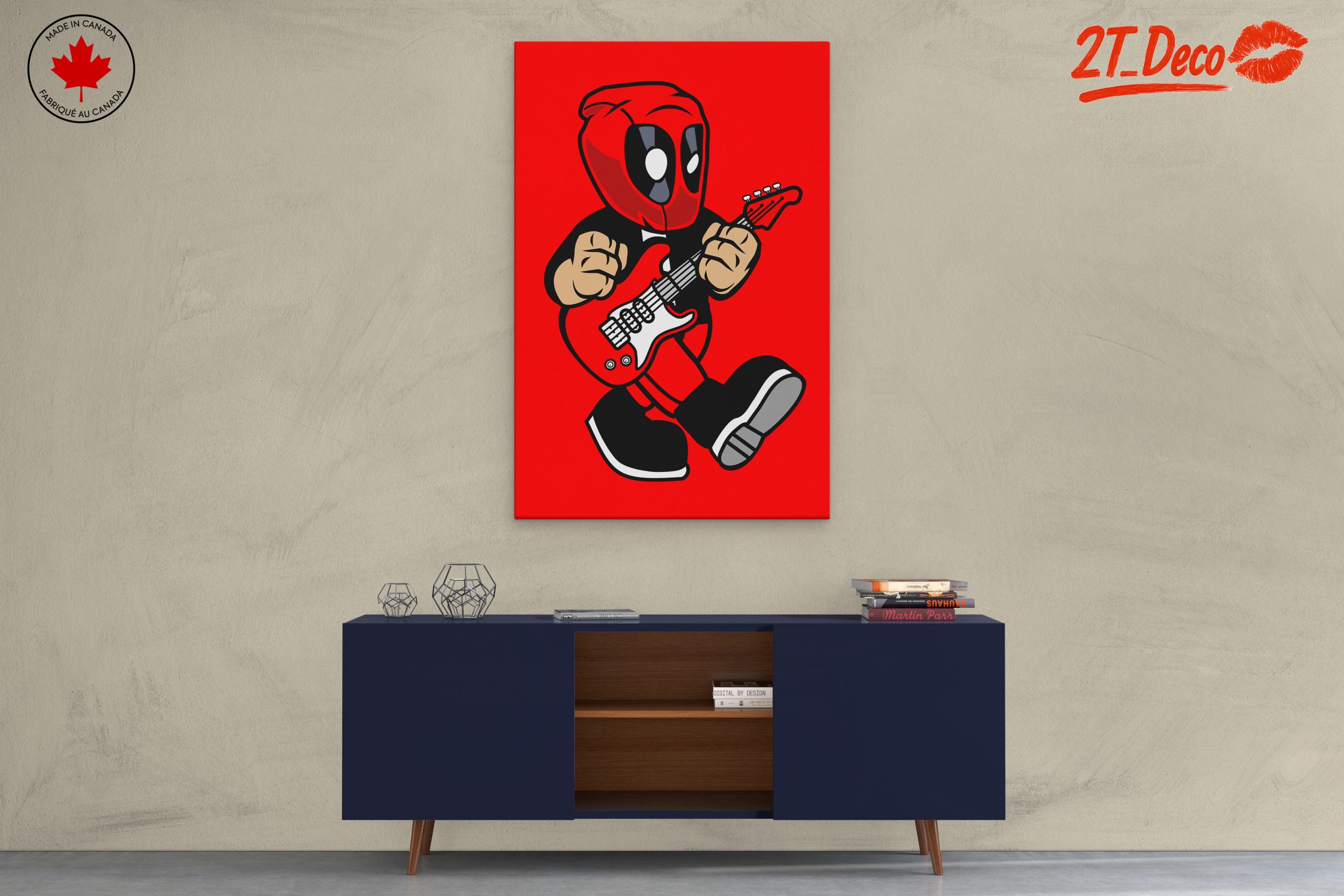 Playful Cartoon Character Playing Guitar Art - Image 3