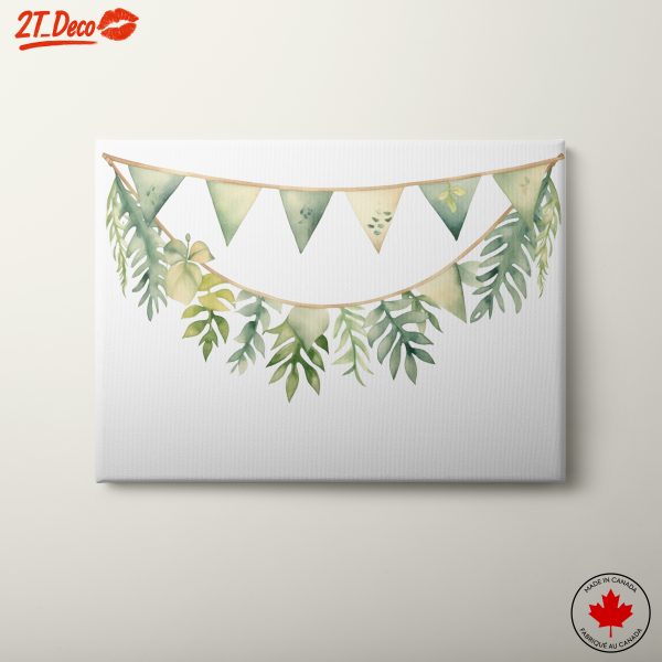 Botanical Banner Decor with Green Leaves