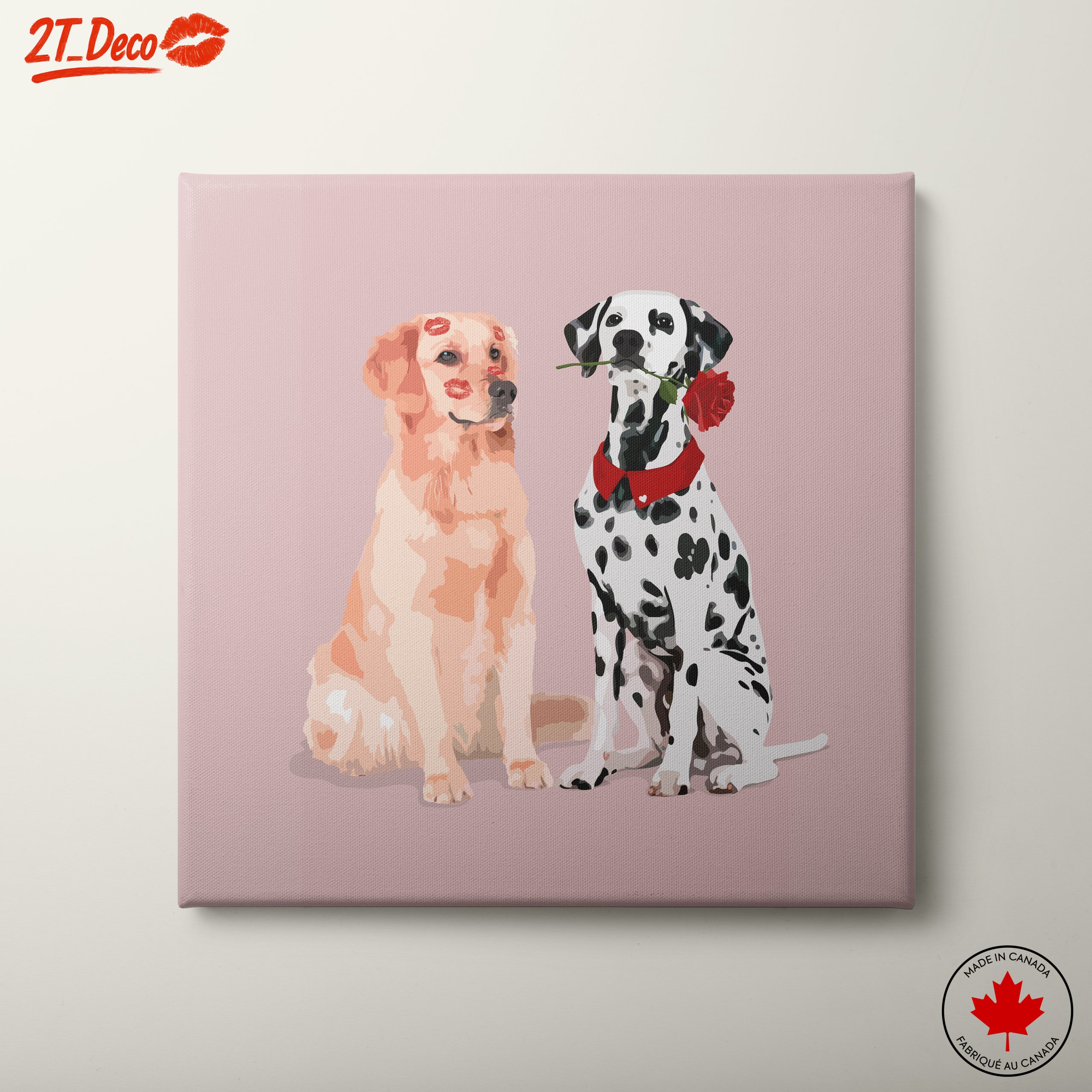 Adorable Golden Retriever and Dalmatian Illustration