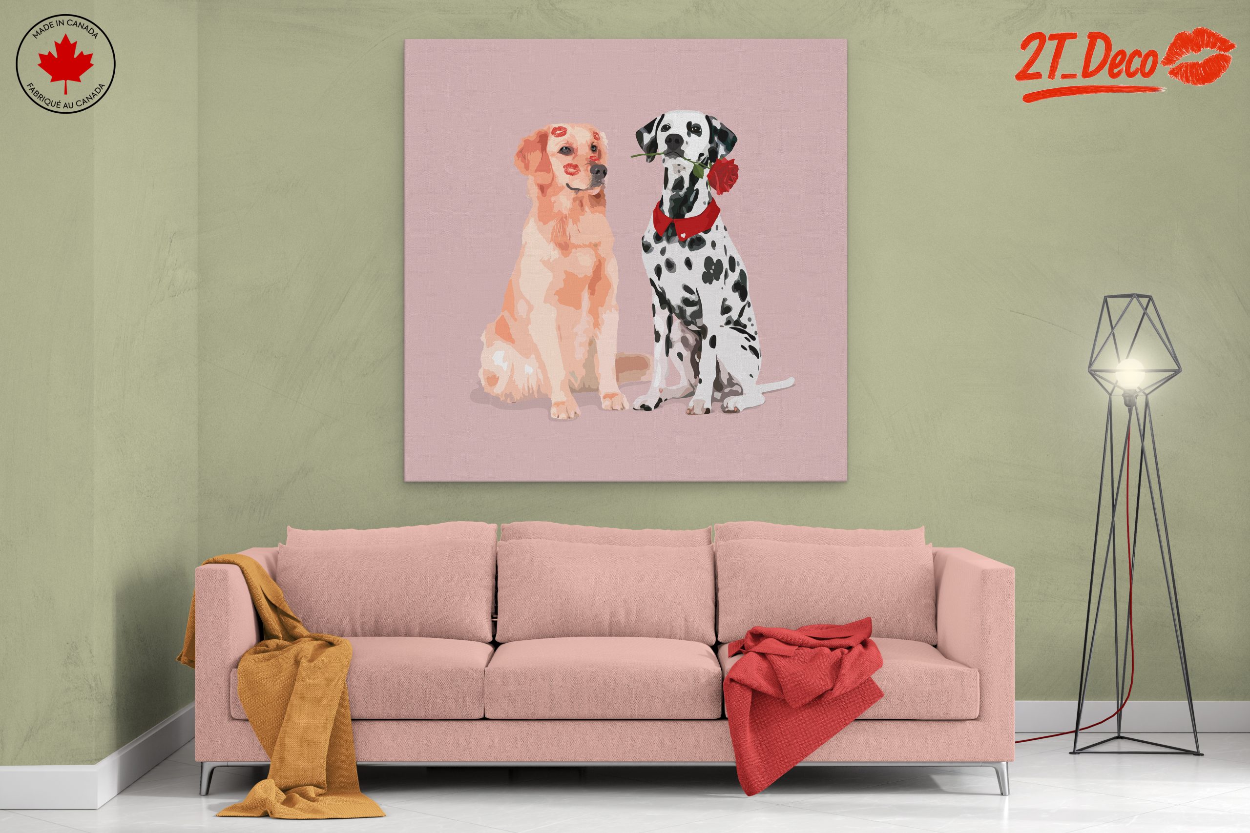 Adorable Golden Retriever and Dalmatian Illustration - Image 2