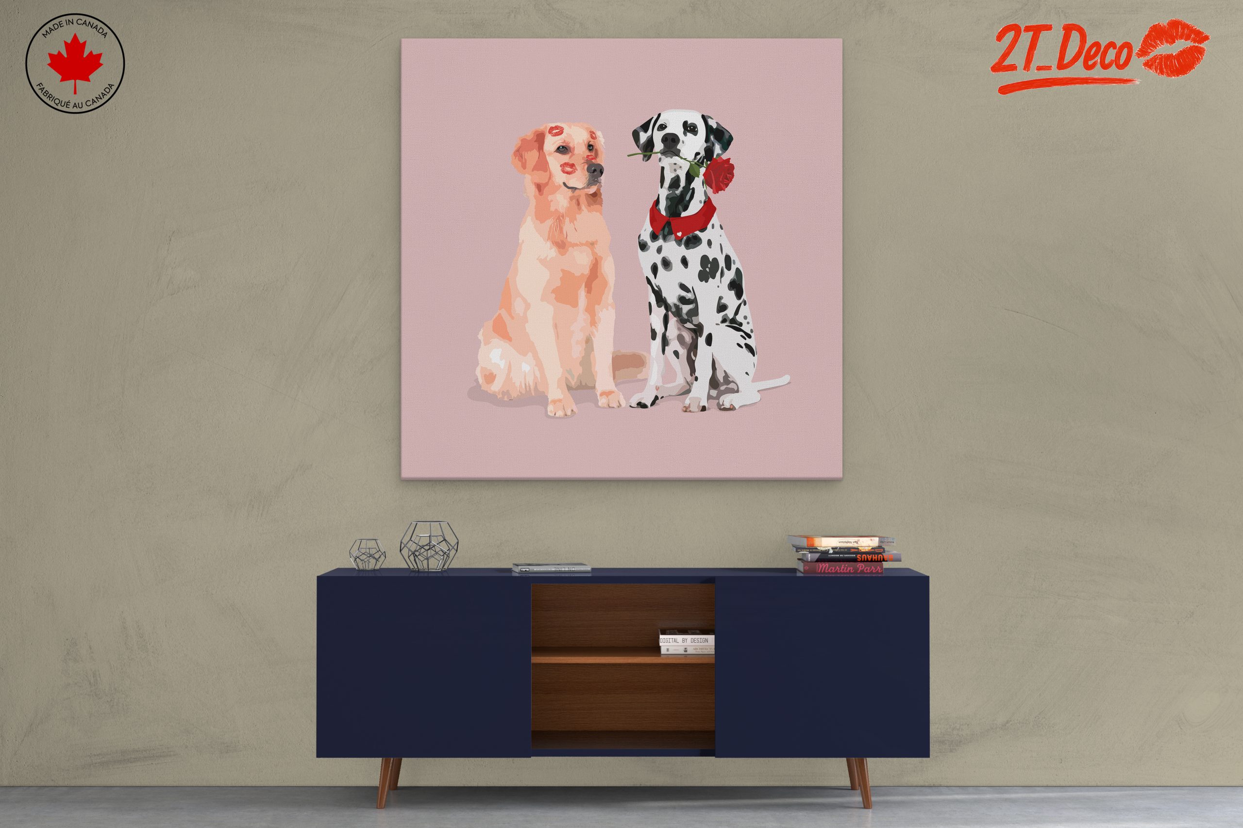 Adorable Golden Retriever and Dalmatian Illustration - Image 3