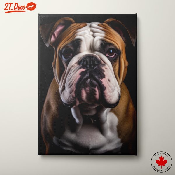 Realistic Bulldog Portrait on Black Background
