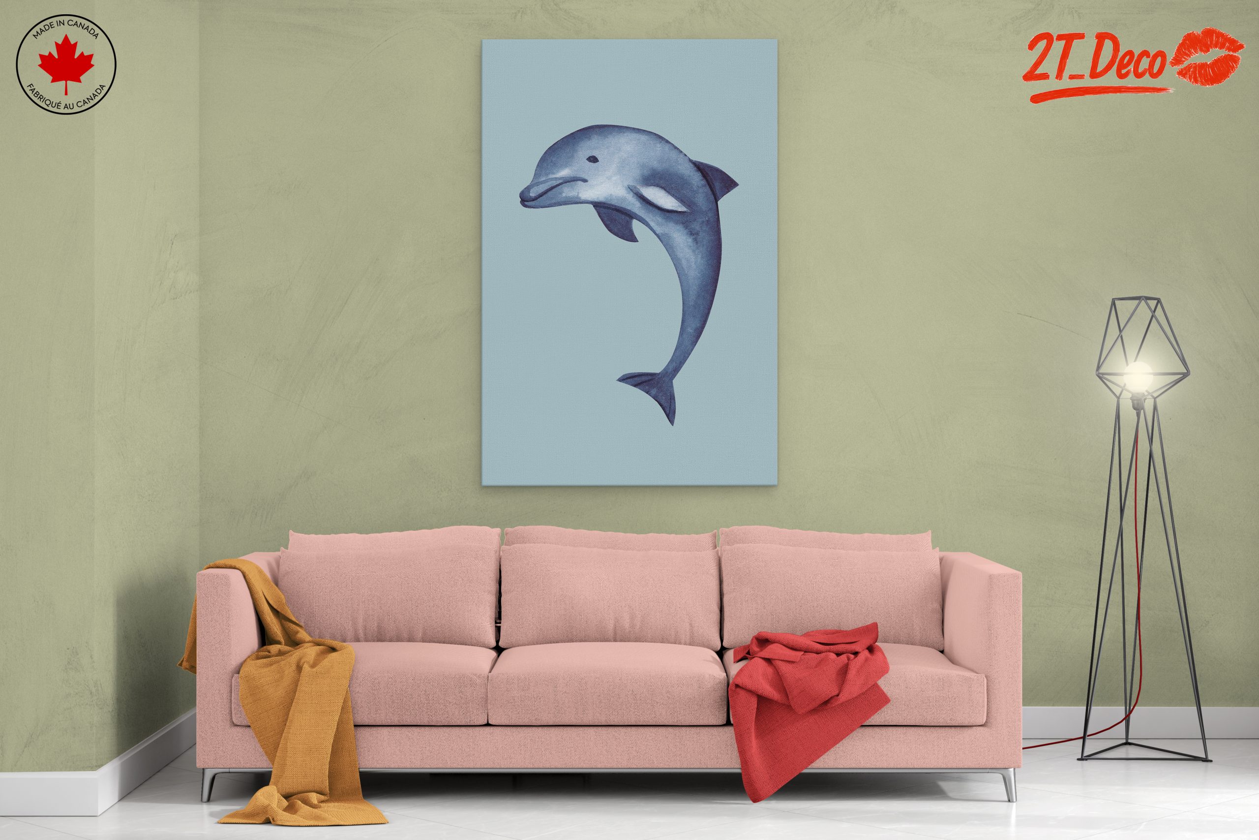 Dolphin Art in Soft Blue Tones - Image 2