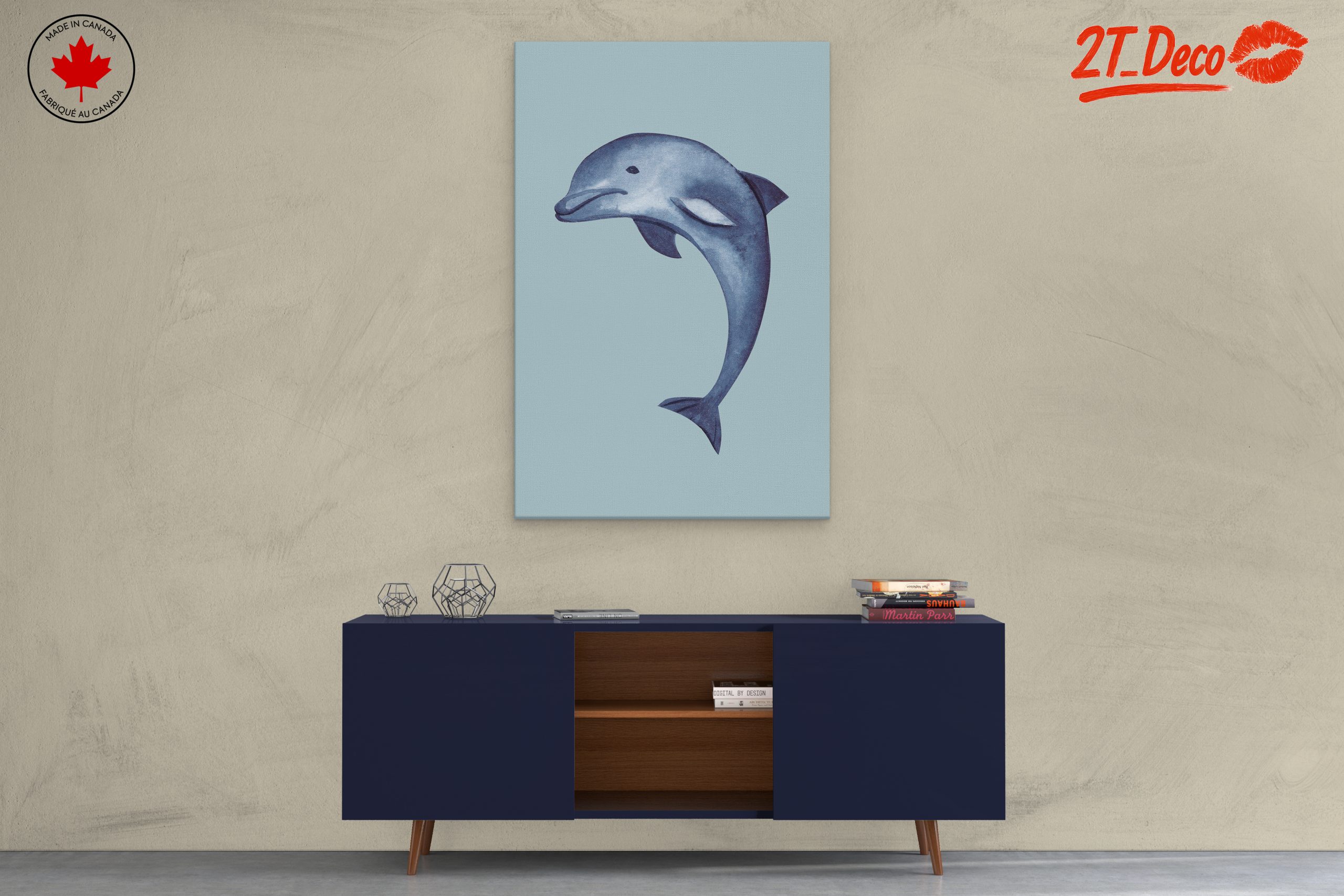 Dolphin Art in Soft Blue Tones - Image 3