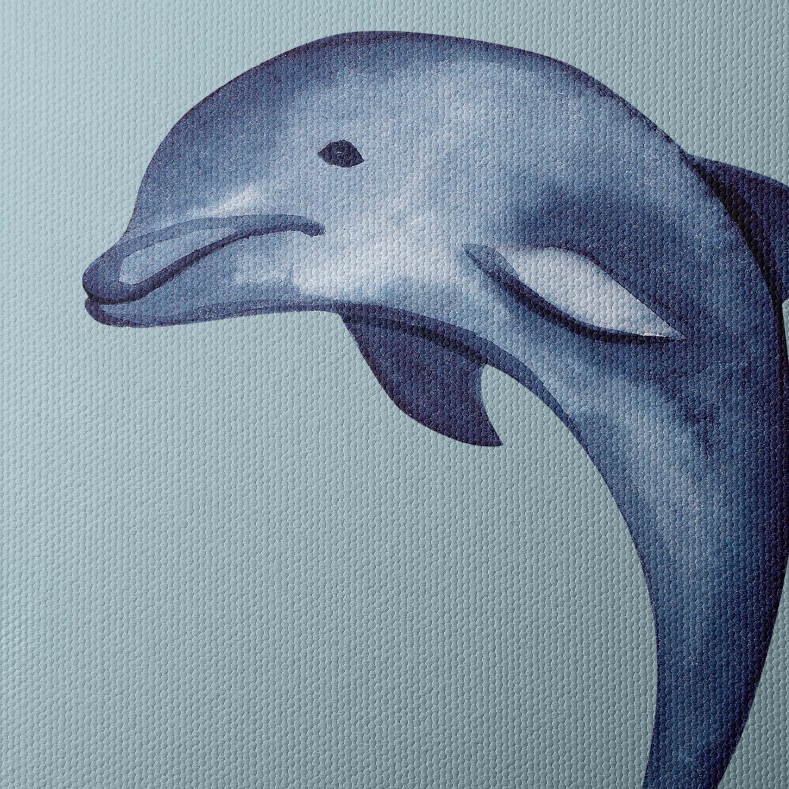 Dolphin Art in Soft Blue Tones - Image 4