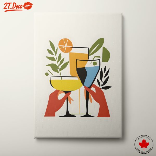 Stylized Celebration Drinks Art for Home Decor