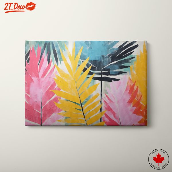 Vibrant Botanical Abstract Art with Tropical Leaves