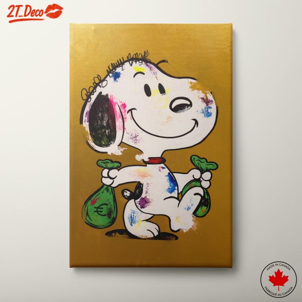 Playful Cartoon Dog Character with Money Bags
