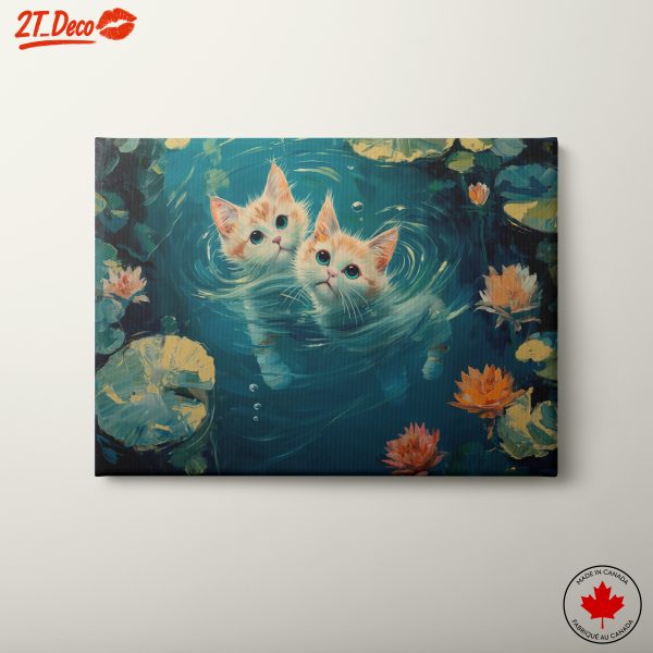 Adorable Kittens Swimming in Water