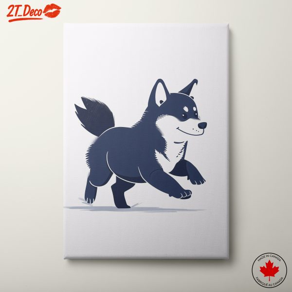 Playful Dog Illustration in Blue