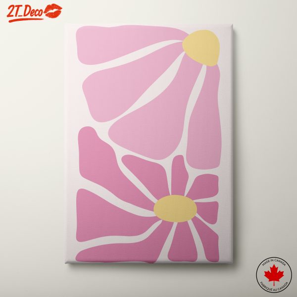 Abstract Floral Design in Pink and Yellow