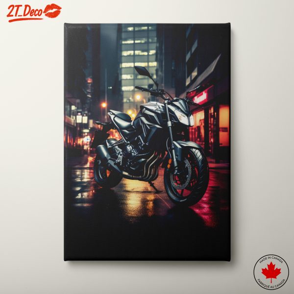 Sleek Motorcycle in Urban Night Setting