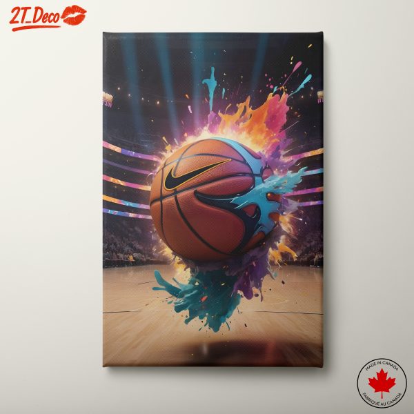 Vibrant Basketball Artwork with Splashes