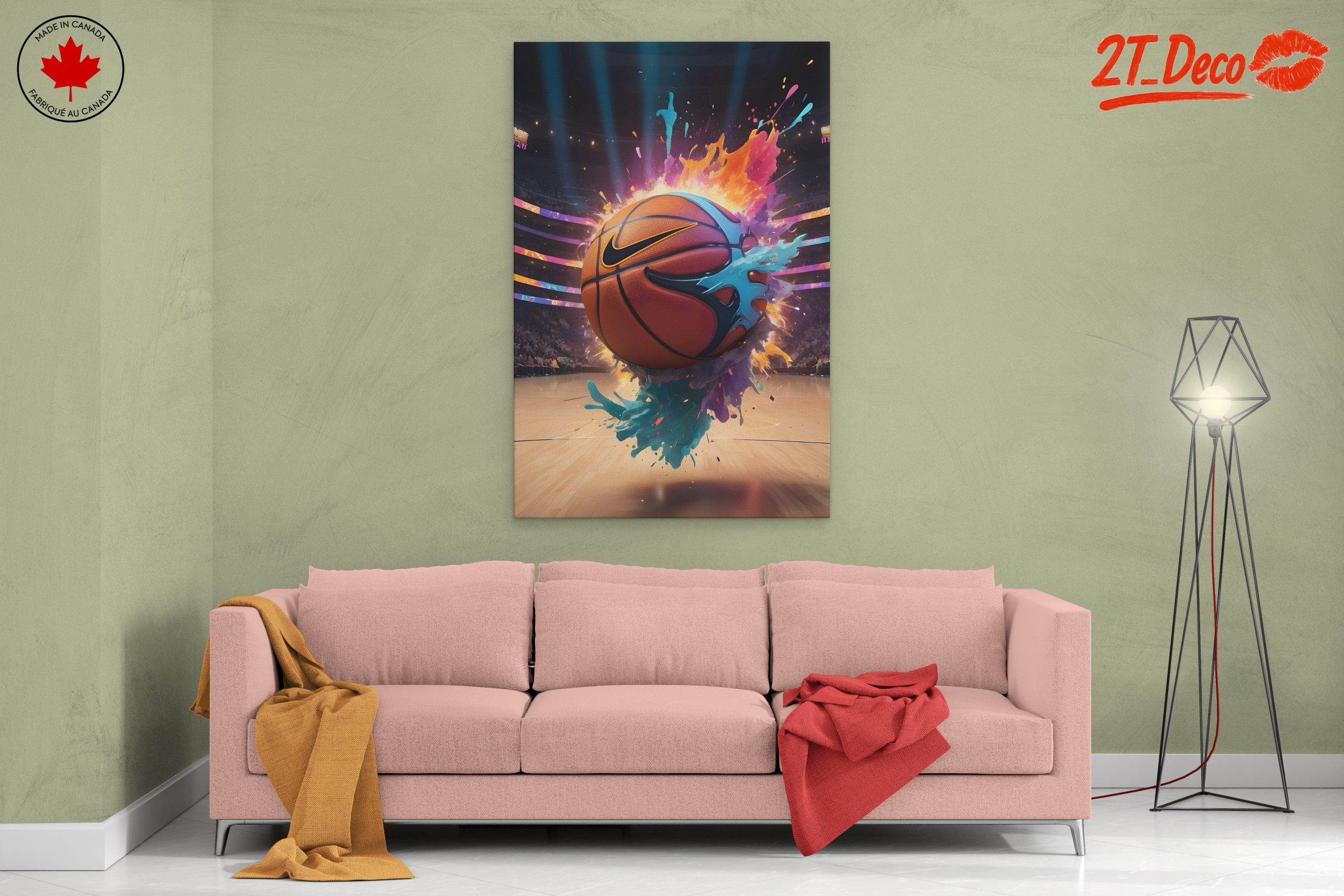 Vibrant Basketball Artwork with Splashes - Image 2