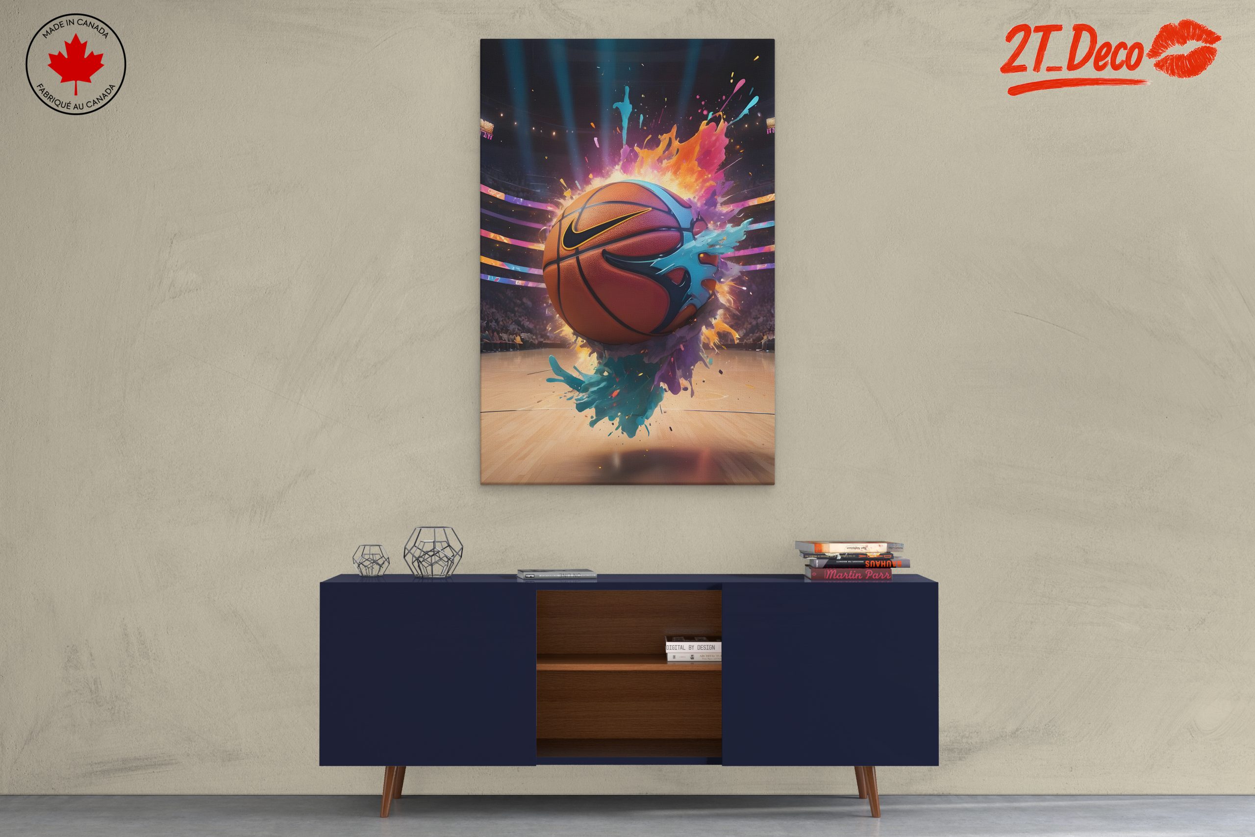 Vibrant Basketball Artwork with Splashes - Image 3