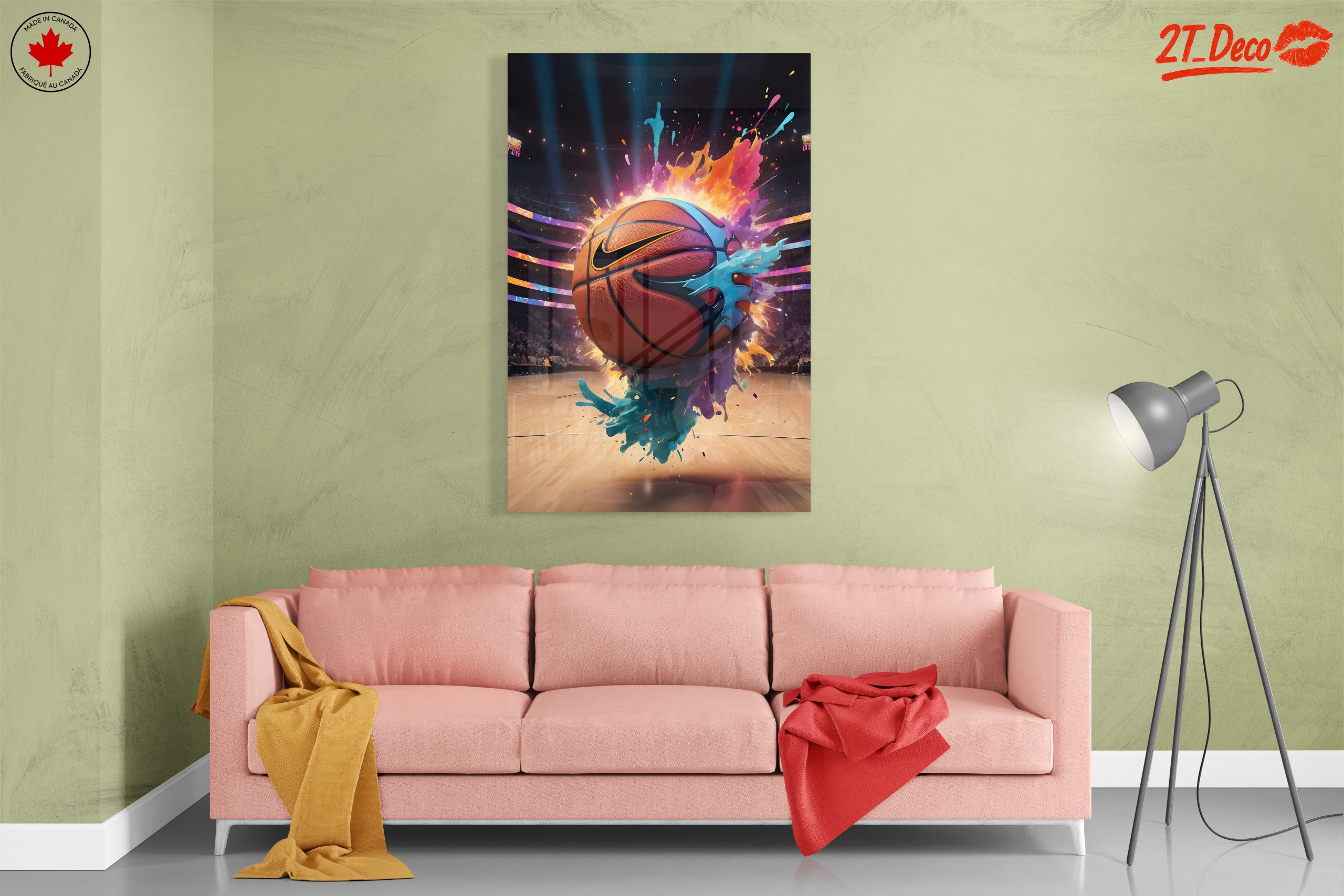 Vibrant Basketball Artwork with Splashes - Image 7