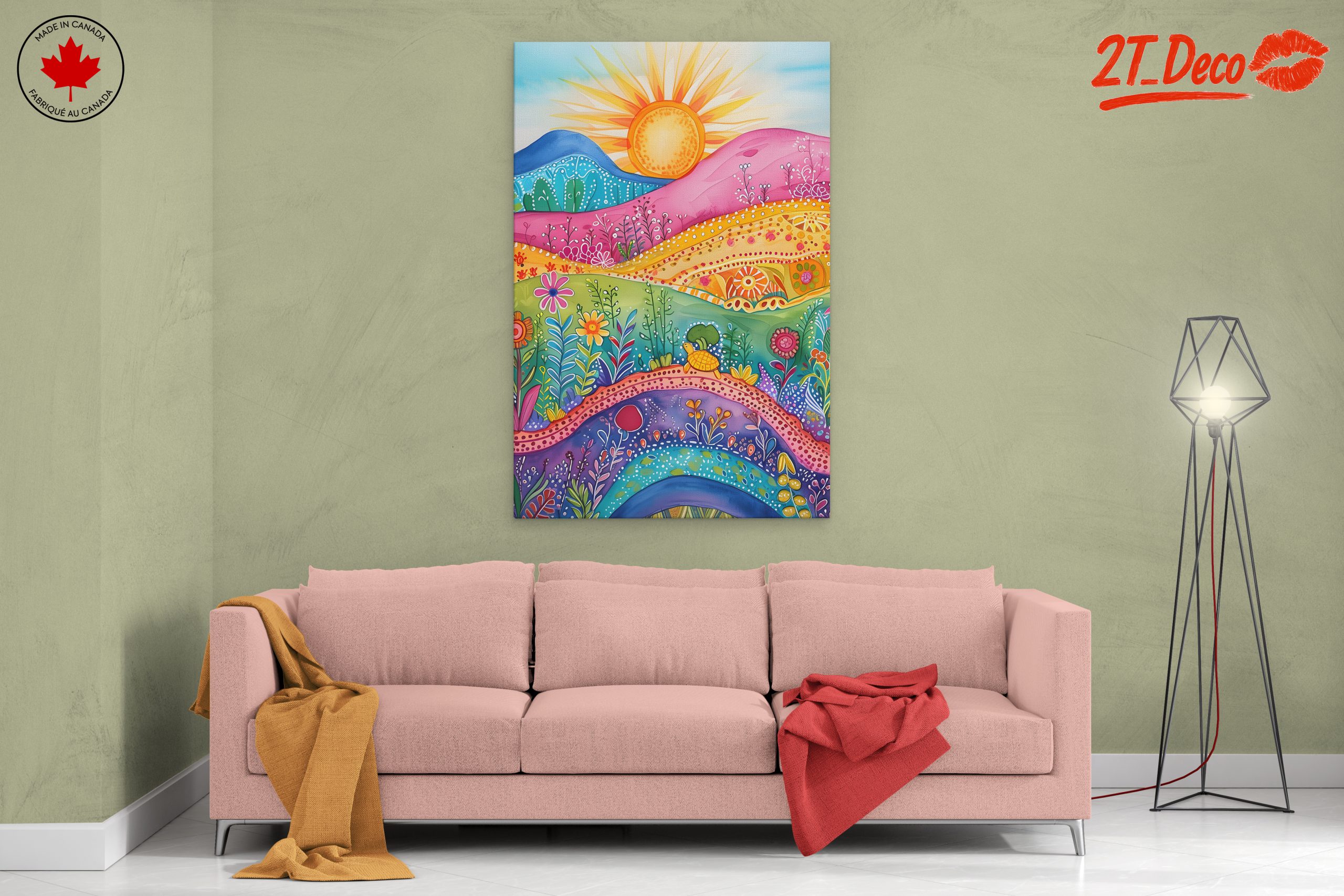 Colorful Floral Landscape with Sun - Image 2