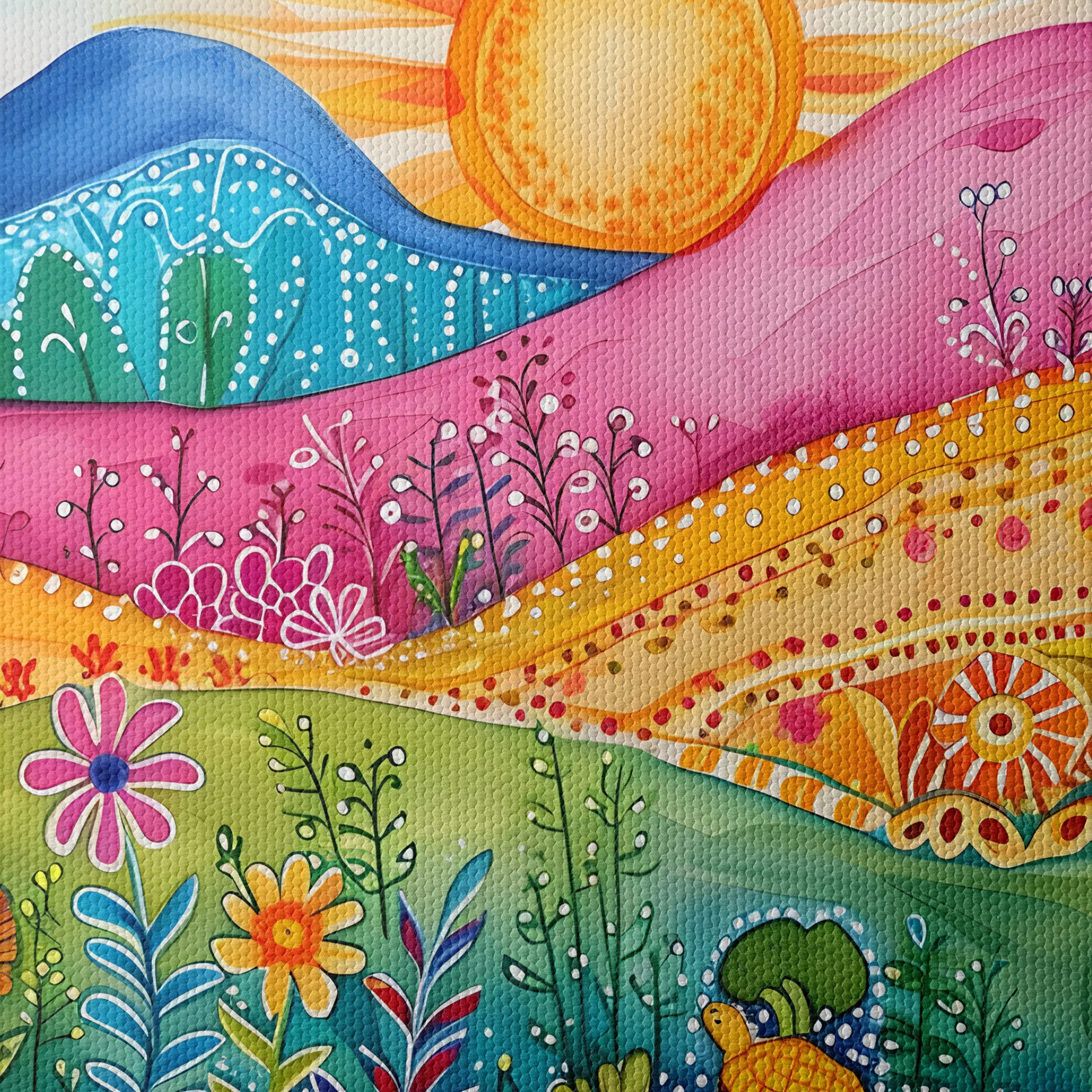 Colorful Floral Landscape with Sun - Image 4