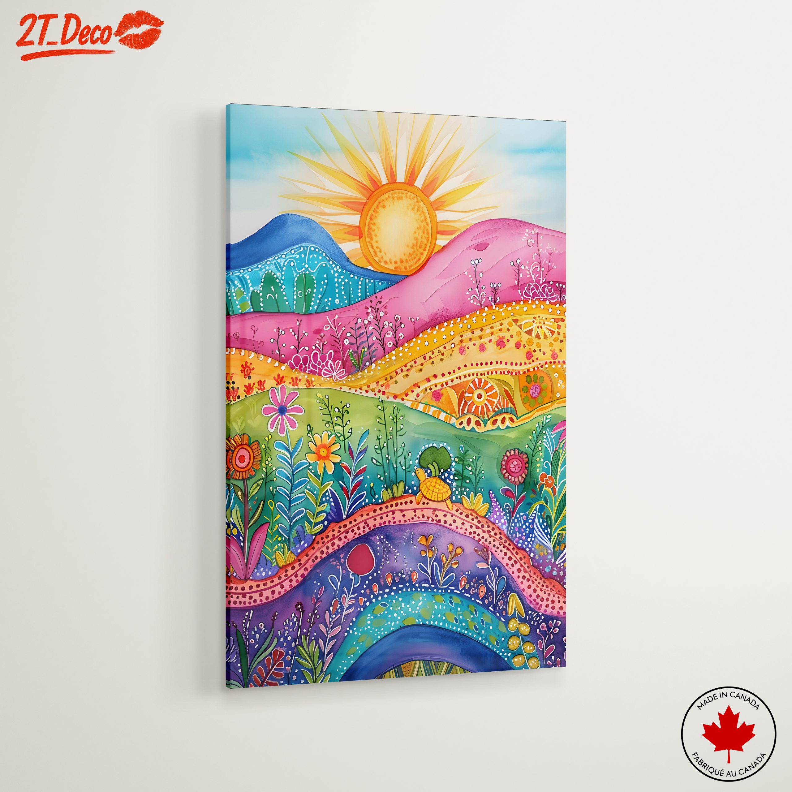 Colorful Floral Landscape with Sun - Image 6