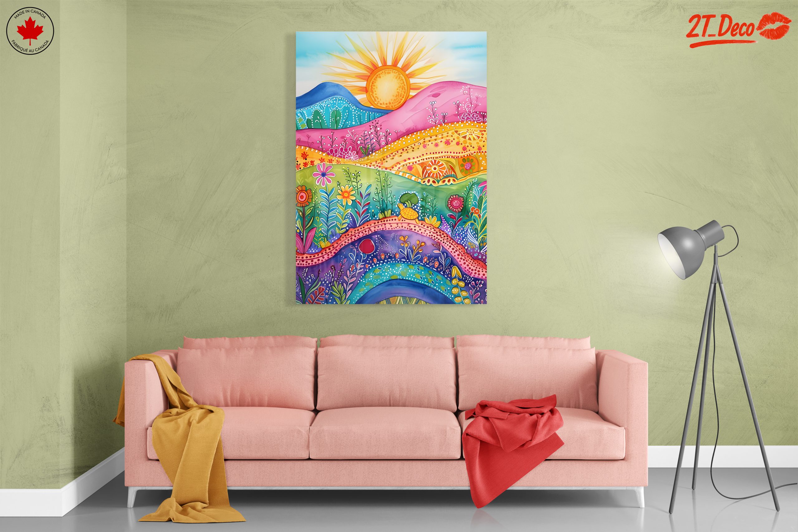 Colorful Floral Landscape with Sun - Image 7