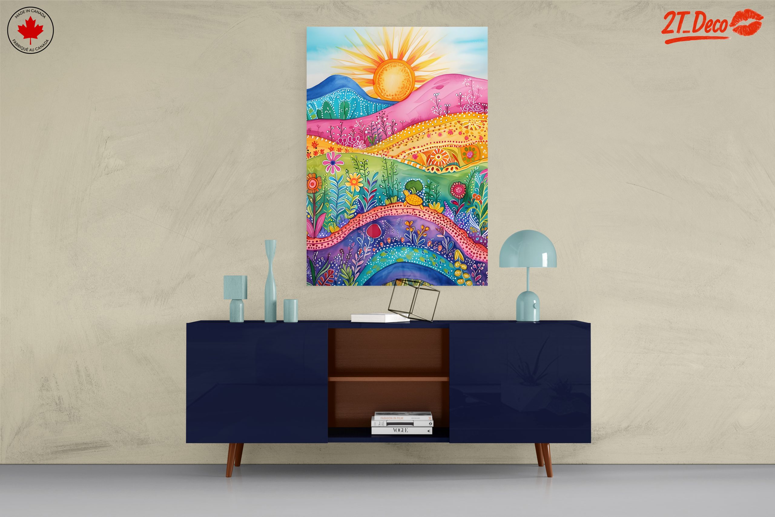 Colorful Floral Landscape with Sun - Image 8