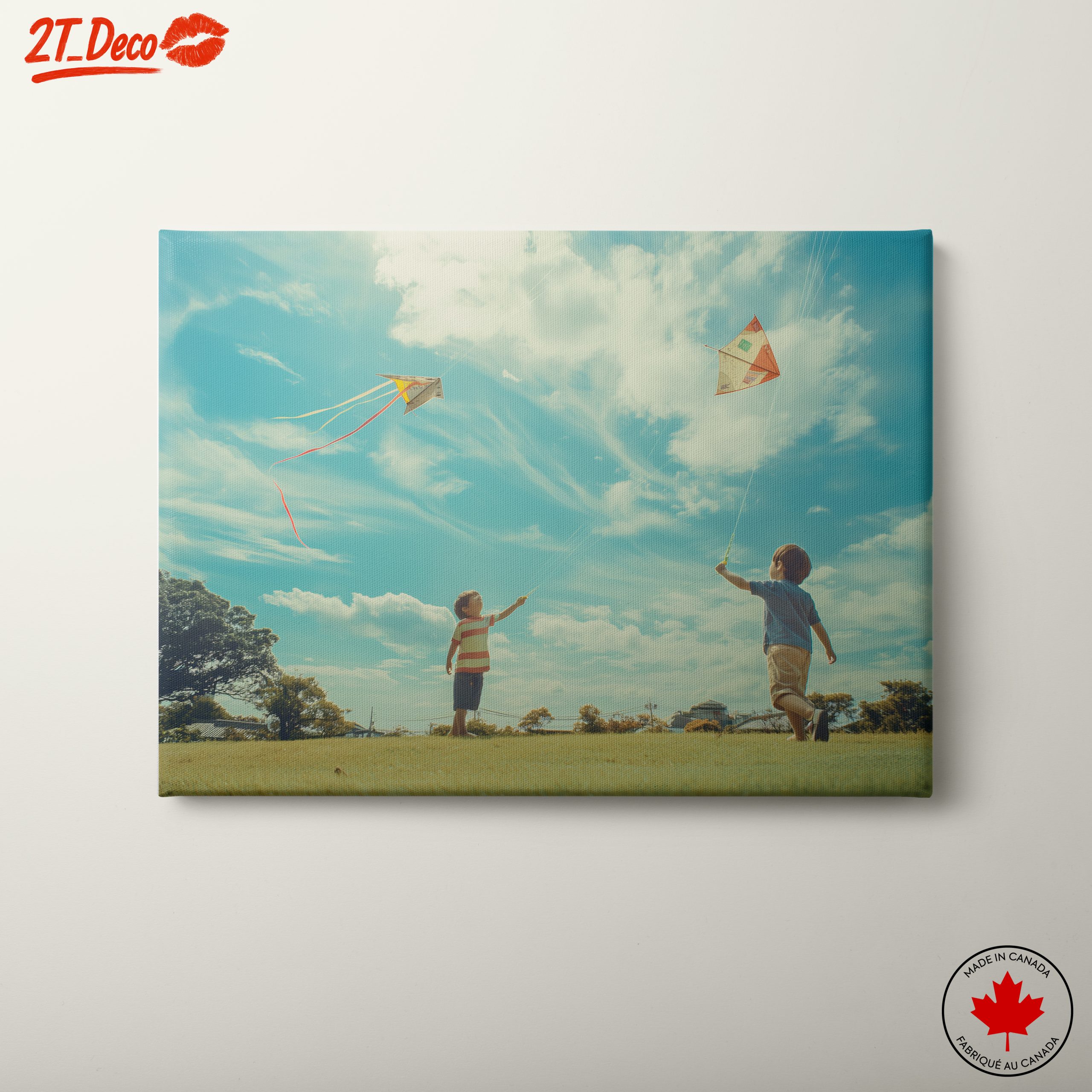 Children Flying Kites on a Bright Day