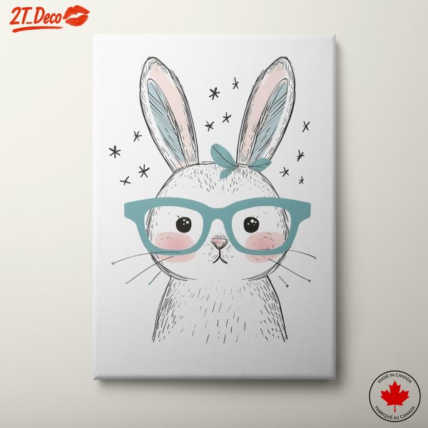 Cute Illustrated Rabbit with Glasses