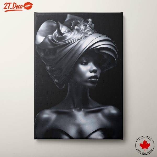 Elegant Black Figure with Intricate Headwear