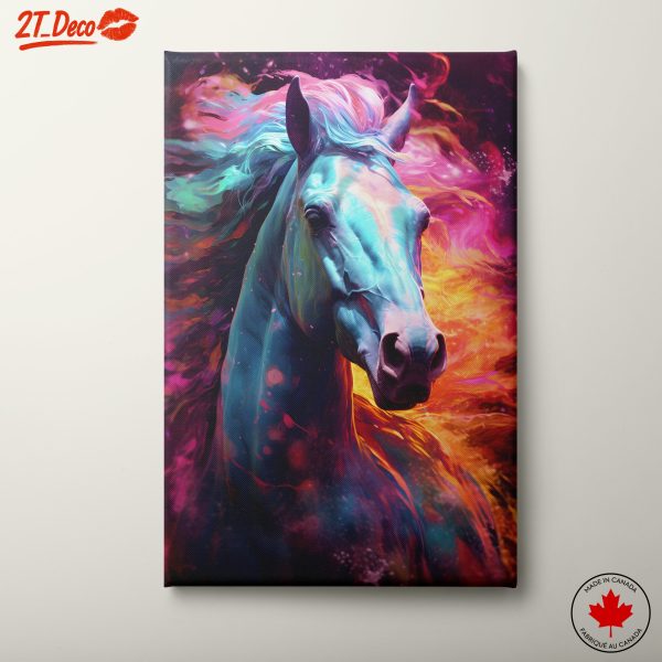 Vivid Horse Portrait with Colorful Background