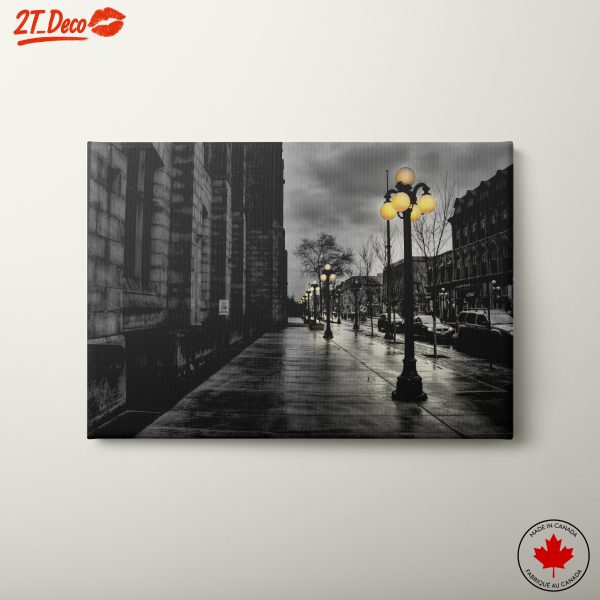 Urban Nightscape with Lamp Posts