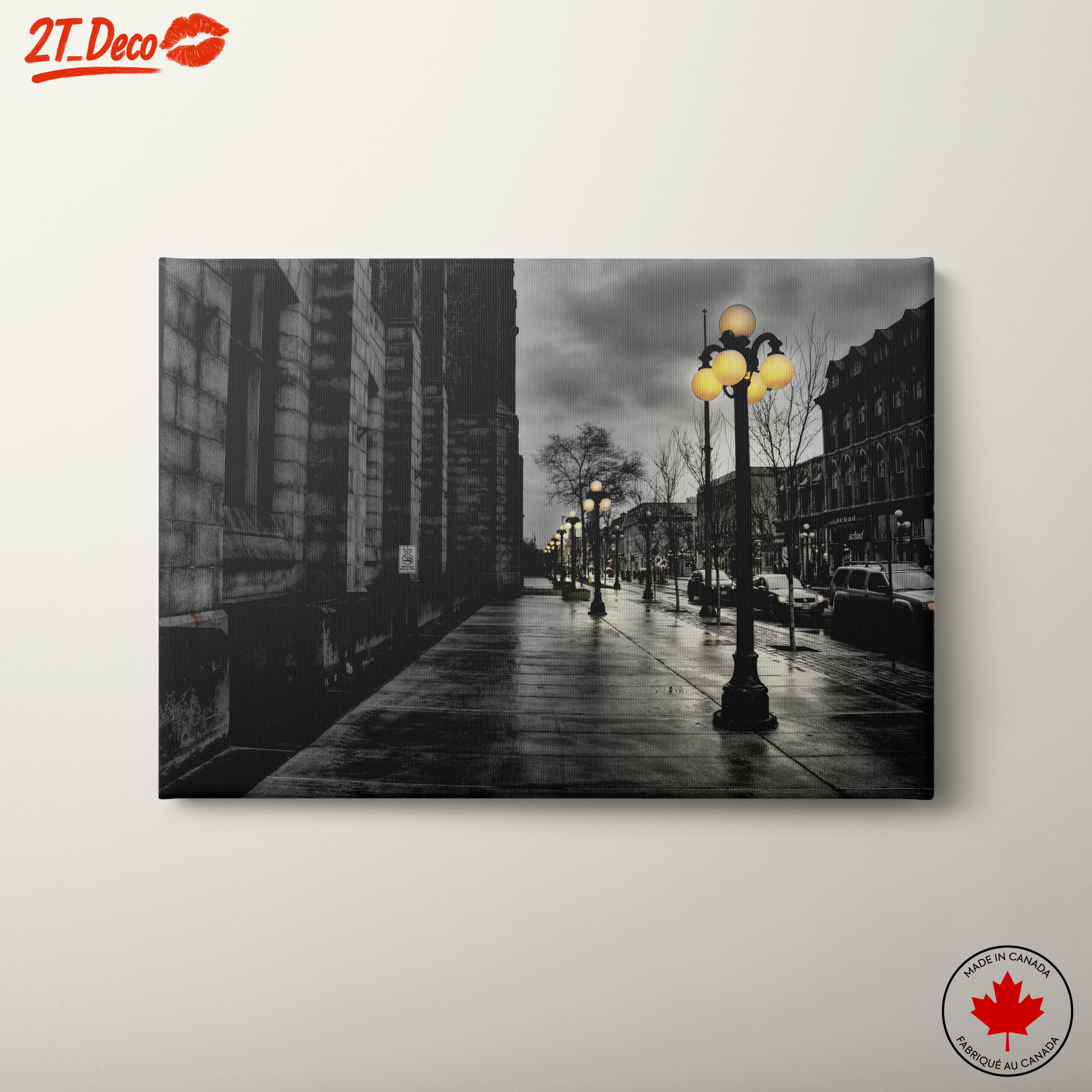 Urban Nightscape with Lamp Posts