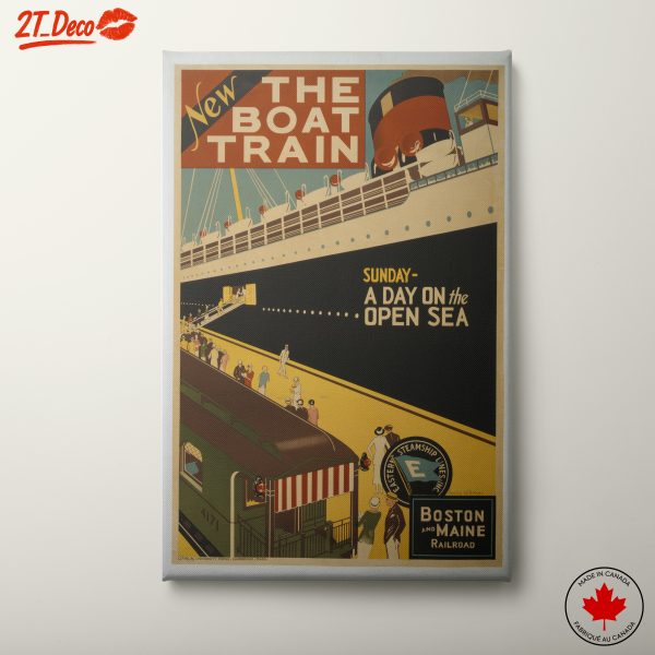 Vintage Boat Train Travel Poster
