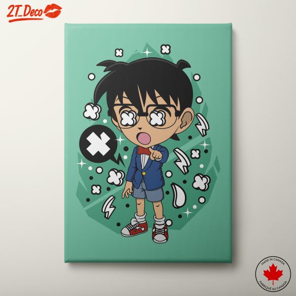 Detective Conan Character Art with Playful Background