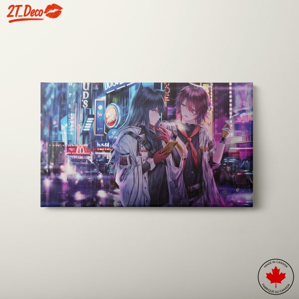 Dynamic Characters in Neon Cityscape