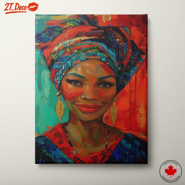 Vibrant Afro Art Portrait with Traditional Headwrap