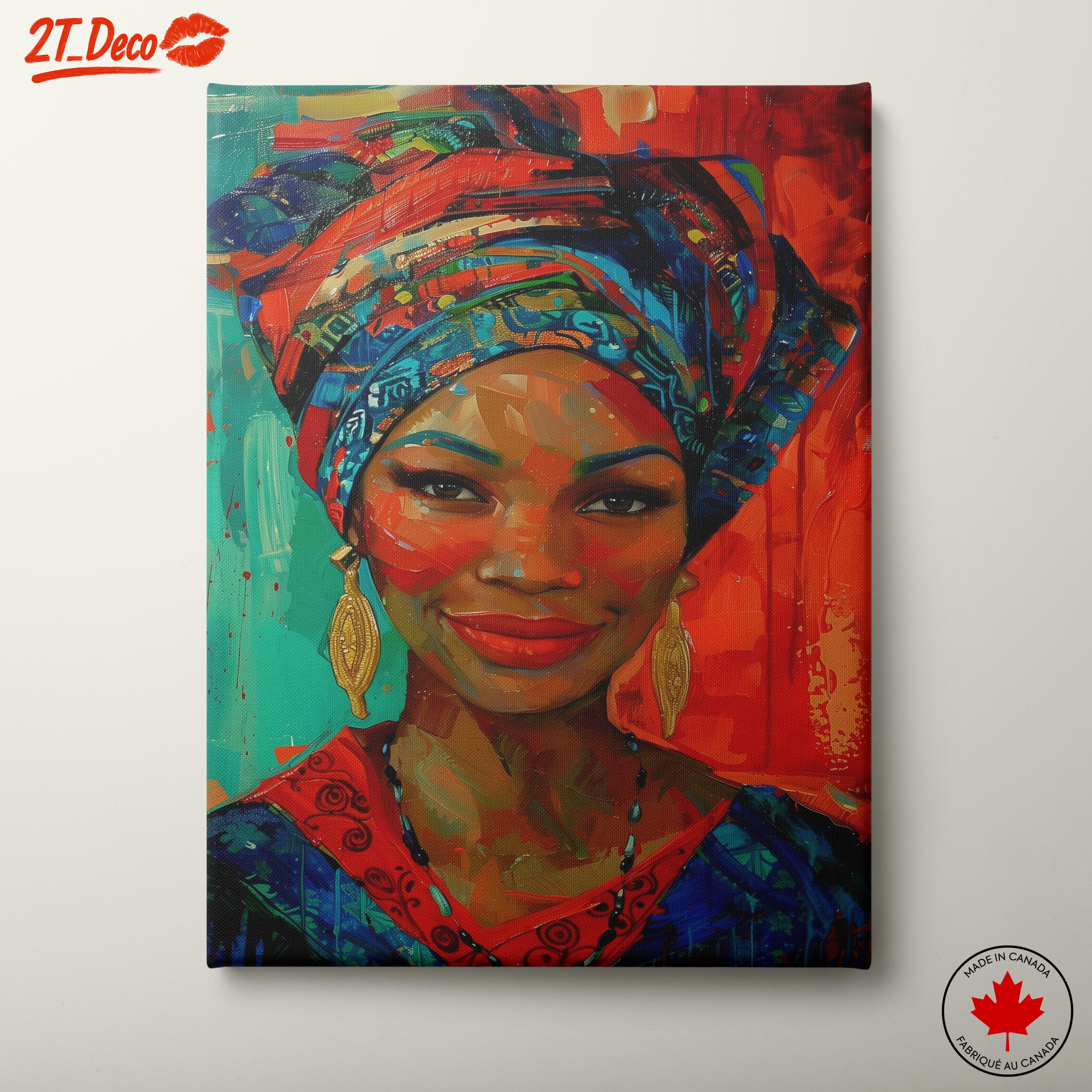 Vibrant Afro Art Portrait with Traditional Headwrap