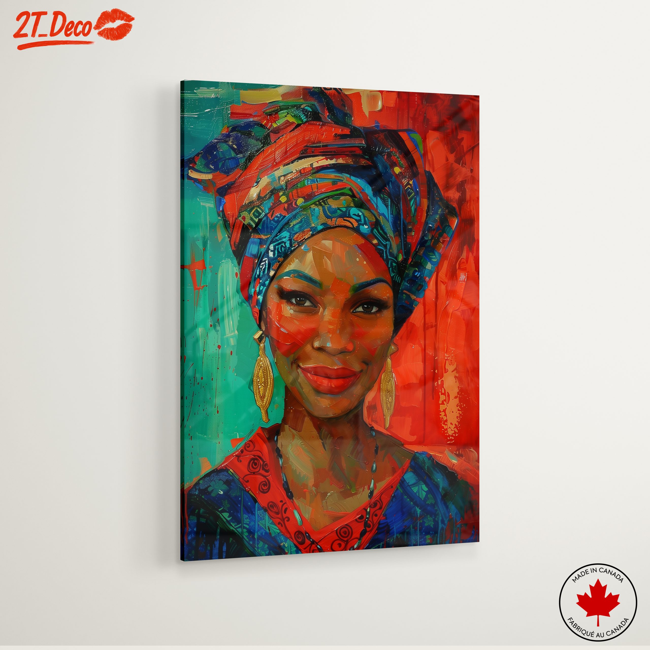 Vibrant Afro Art Portrait with Traditional Headwrap - Image 6