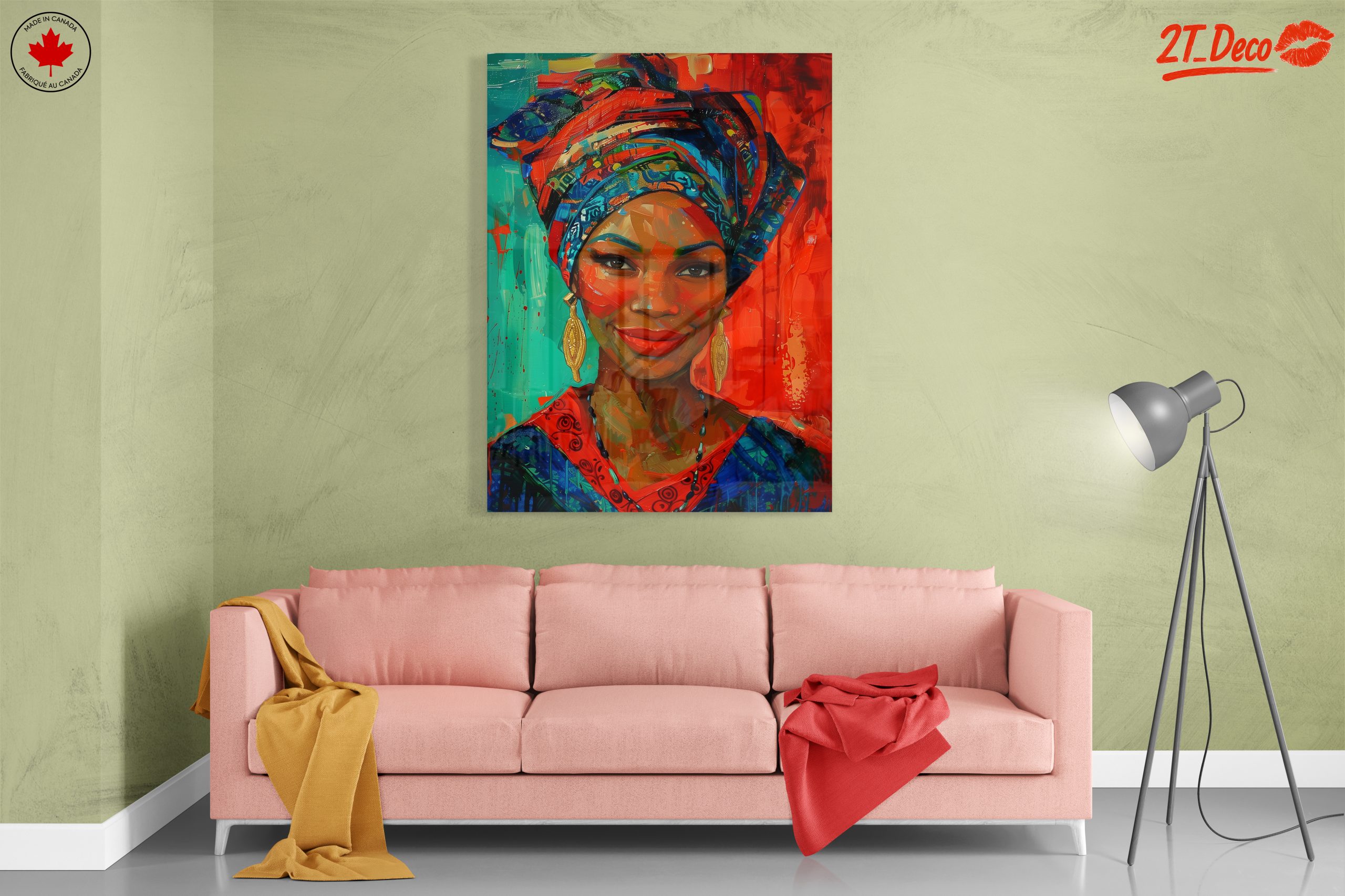 Vibrant Afro Art Portrait with Traditional Headwrap - Image 7