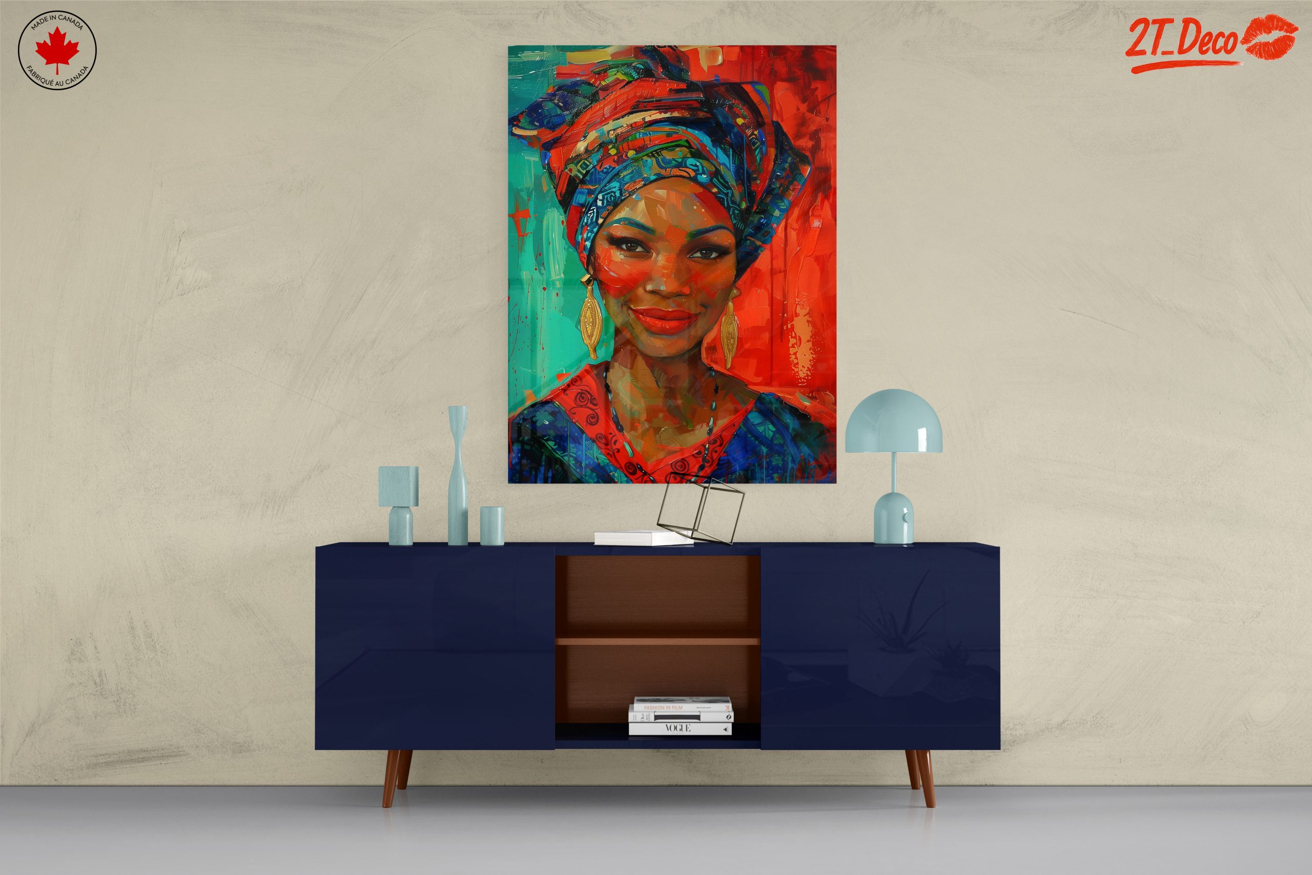 Vibrant Afro Art Portrait with Traditional Headwrap - Image 8