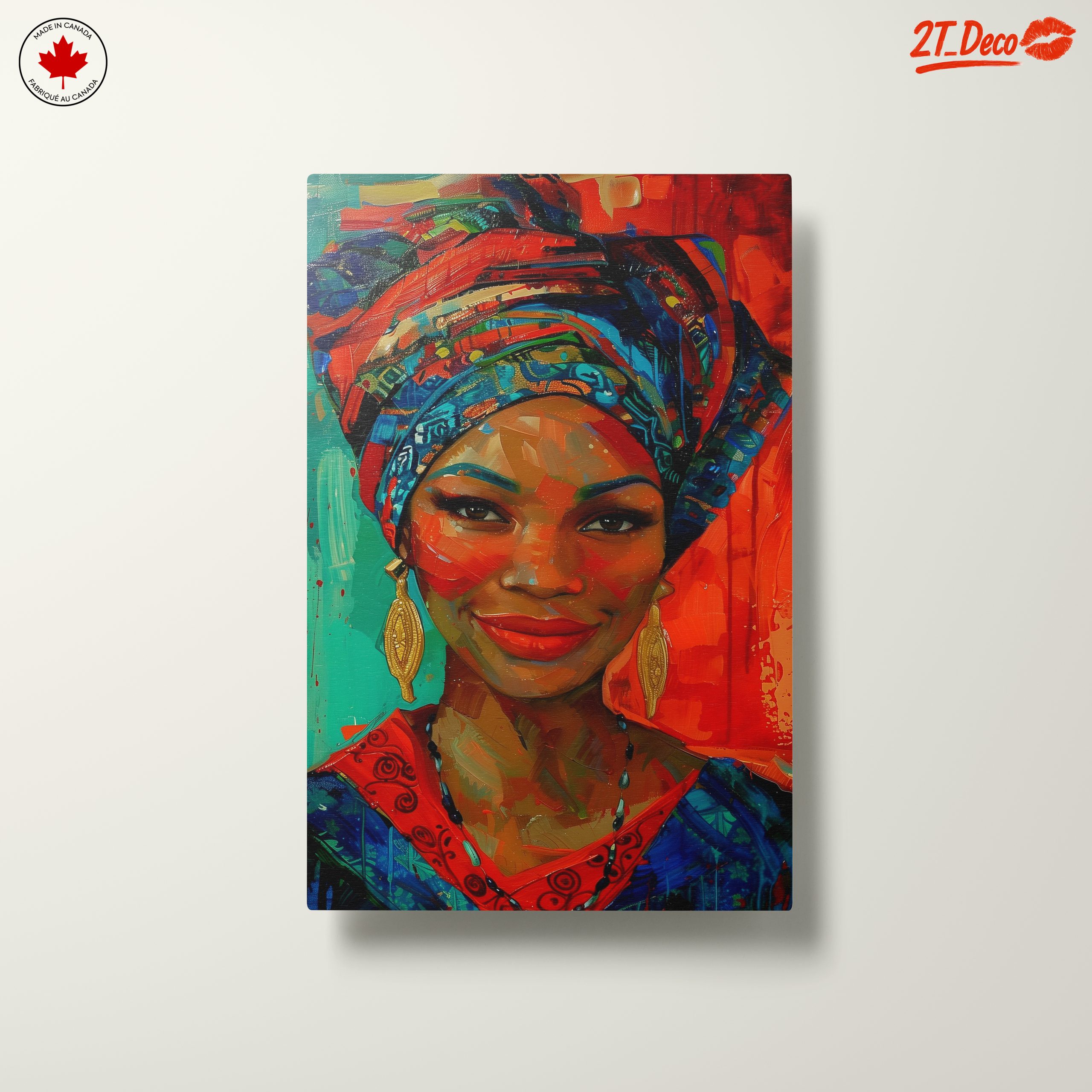 Vibrant Afro Art Portrait with Traditional Headwrap - Image 10