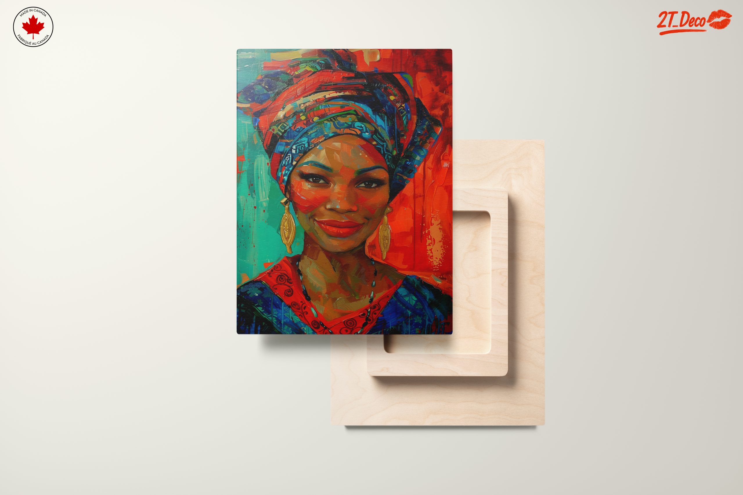 Vibrant Afro Art Portrait with Traditional Headwrap - Image 11