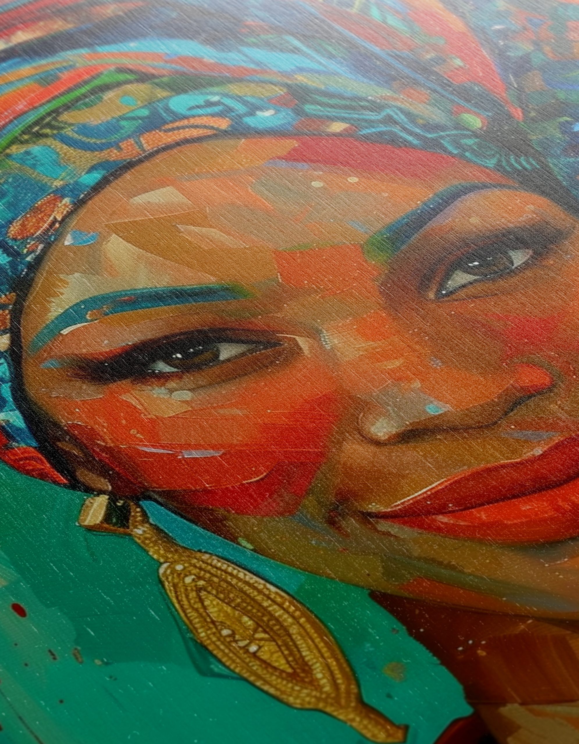 Vibrant Afro Art Portrait with Traditional Headwrap - Image 12
