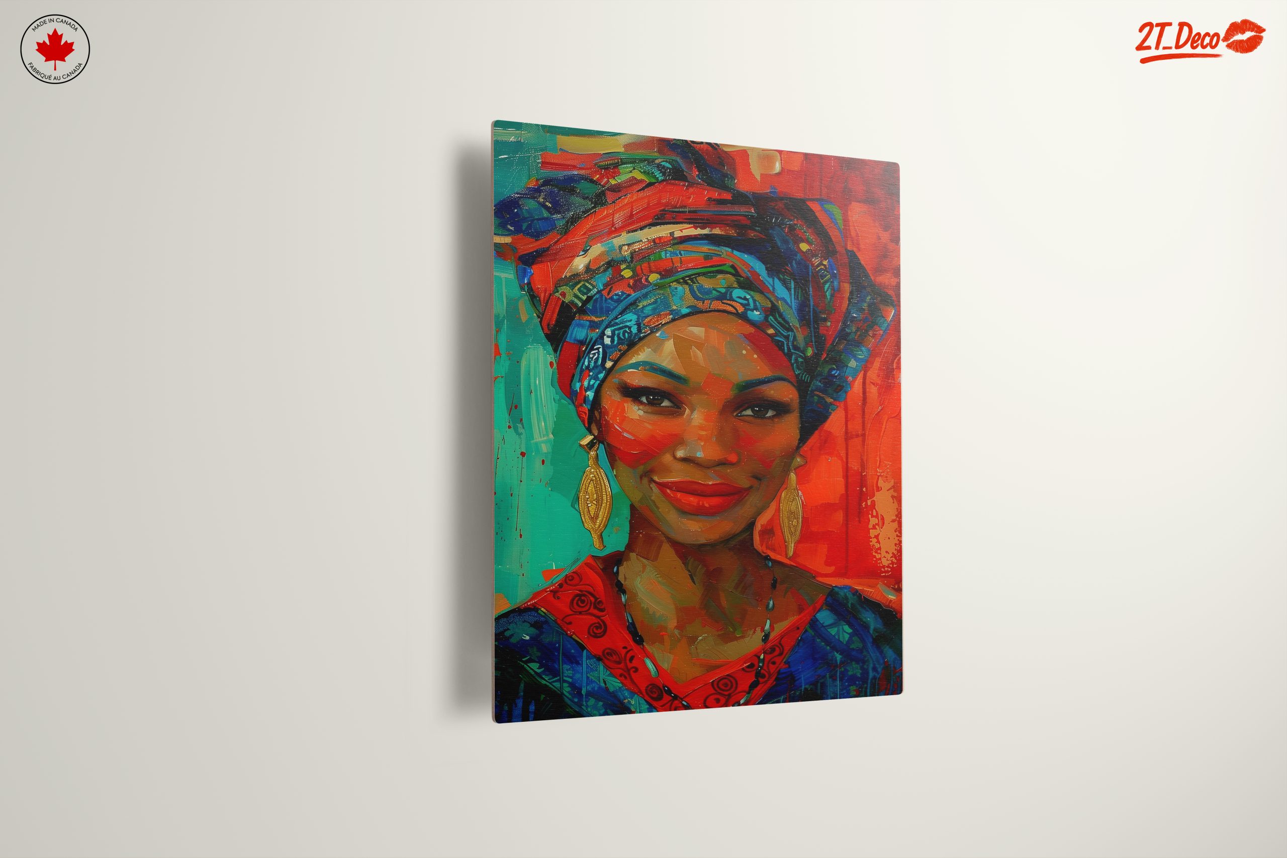 Vibrant Afro Art Portrait with Traditional Headwrap - Image 13