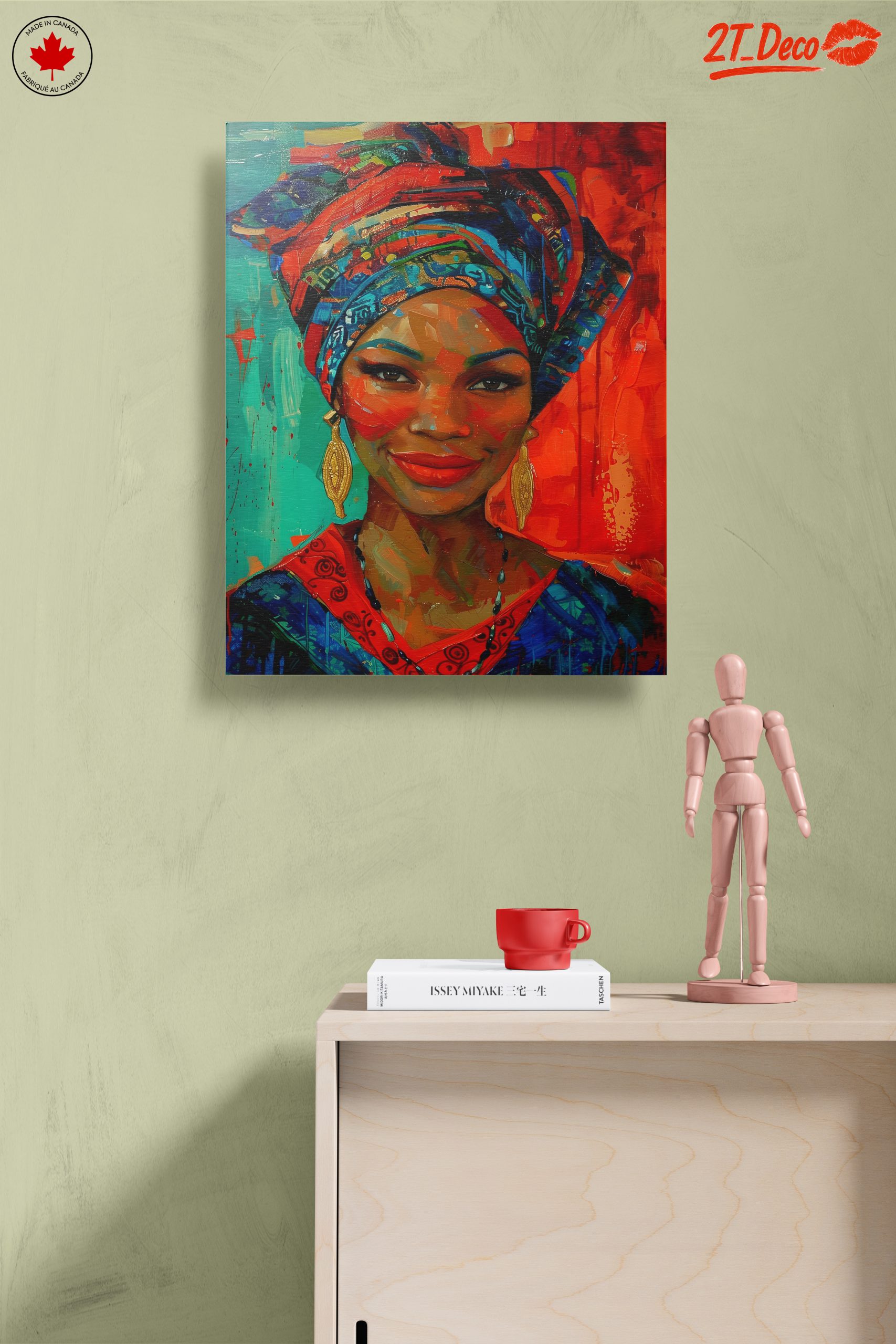 Vibrant Afro Art Portrait with Traditional Headwrap - Image 14