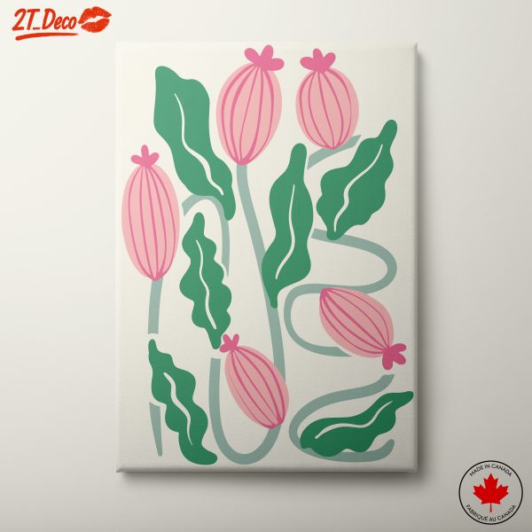 Stylized Floral Art with Pink and Green