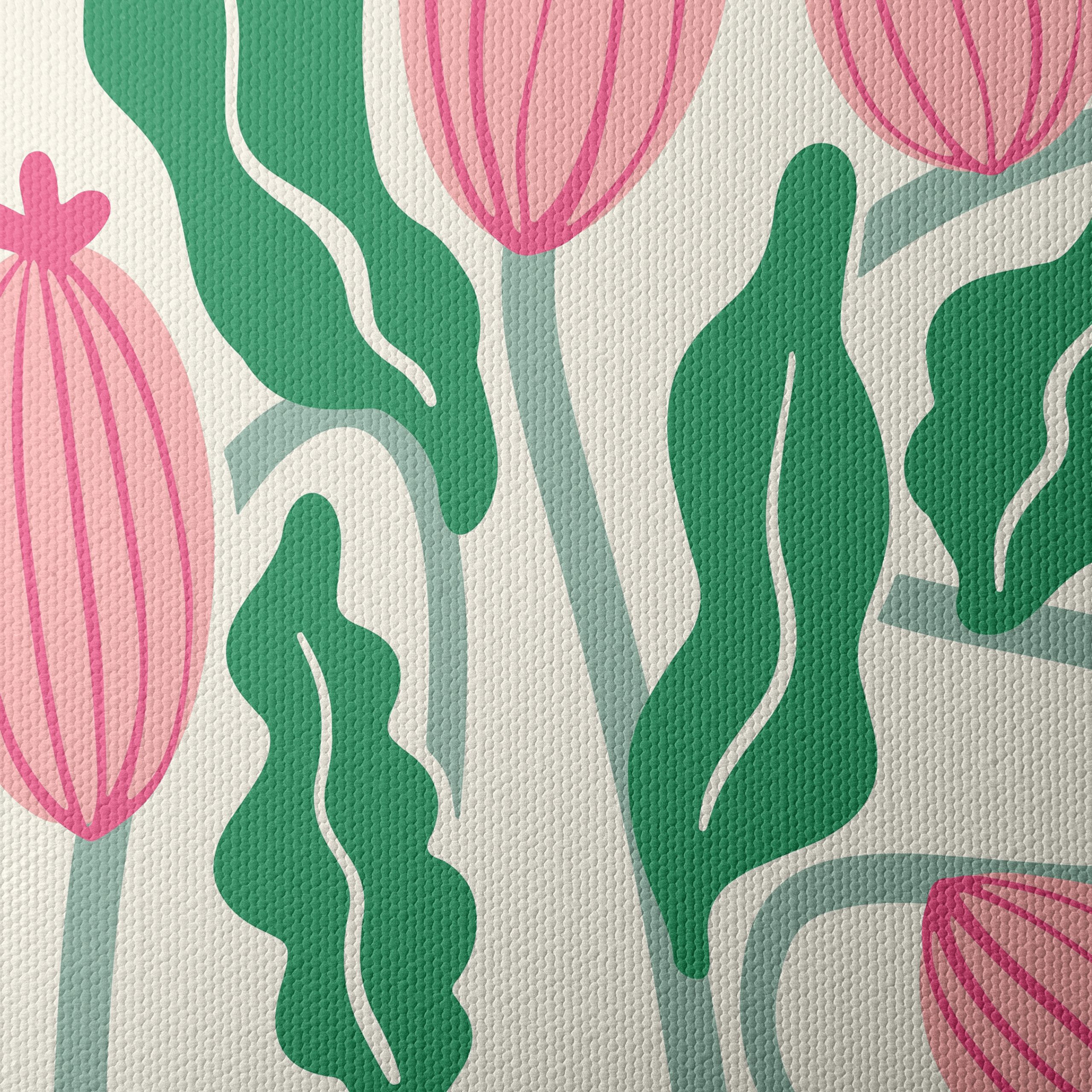 Stylized Floral Art with Pink and Green - Image 4