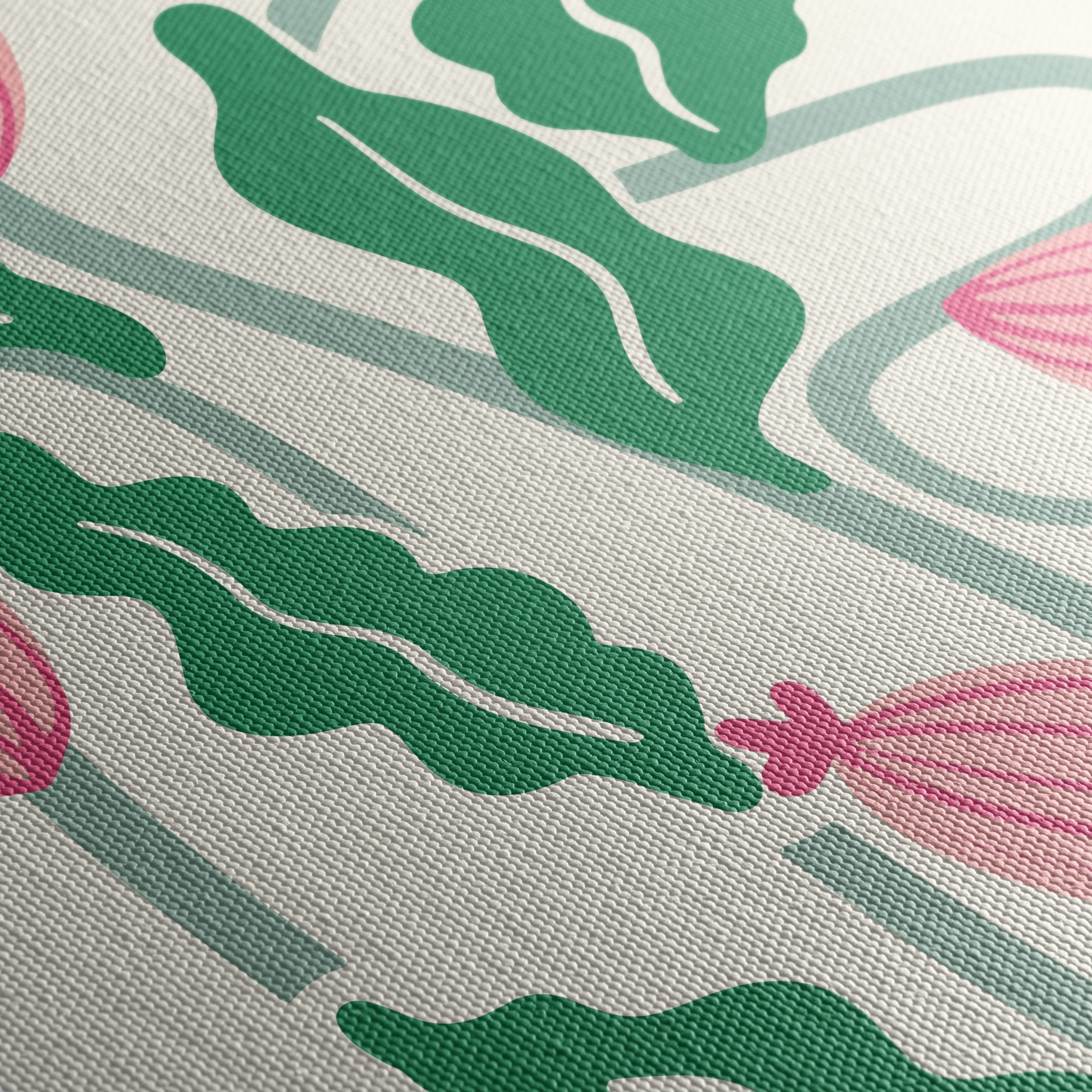 Stylized Floral Art with Pink and Green - Image 5