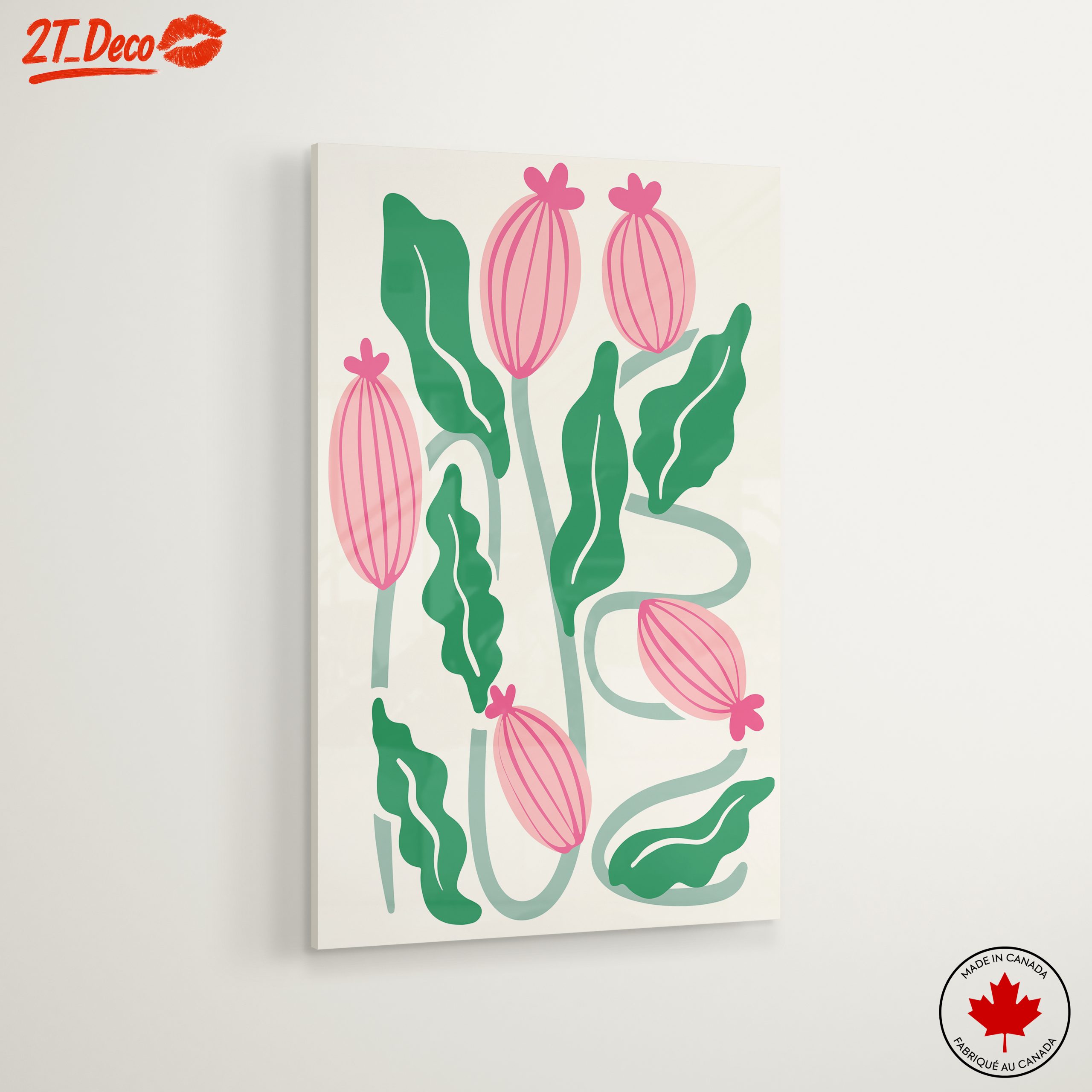 Stylized Floral Art with Pink and Green - Image 6