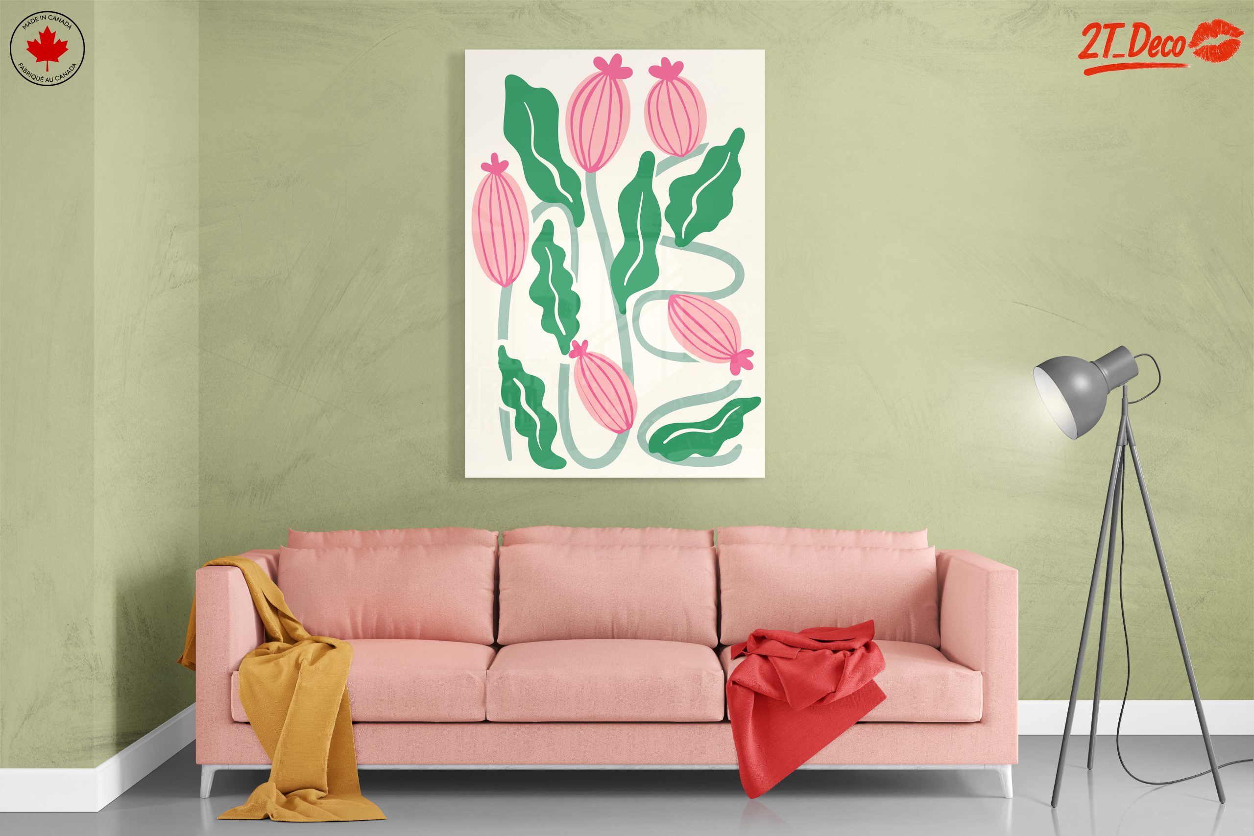 Stylized Floral Art with Pink and Green - Image 7