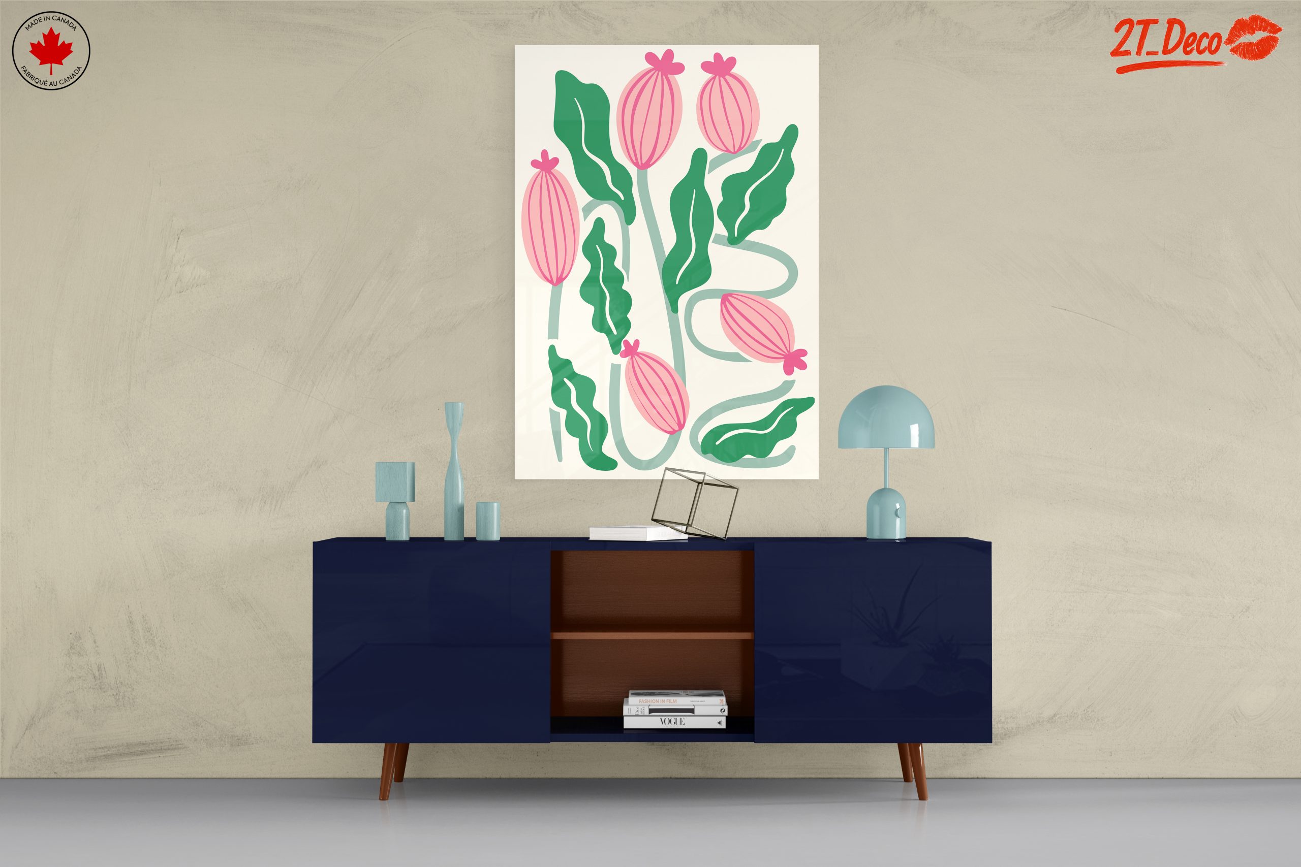 Stylized Floral Art with Pink and Green - Image 8